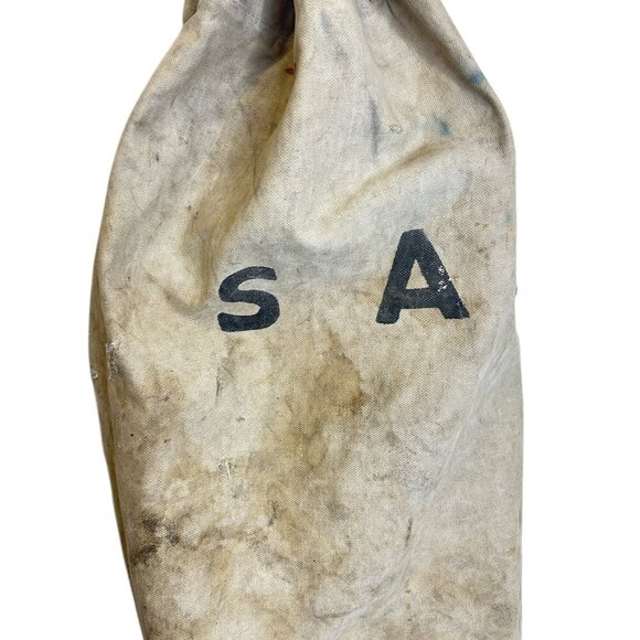 Vintage Canvas Military Rucksack Riveted Tie Top Bag 33” Utility Gear - Picture 2 of 7